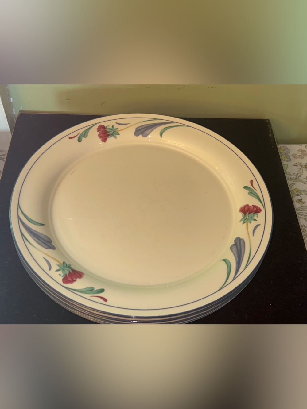 Vintage Lenox "Poppies on Blue" Chinastone Dinner Plates Set of 4